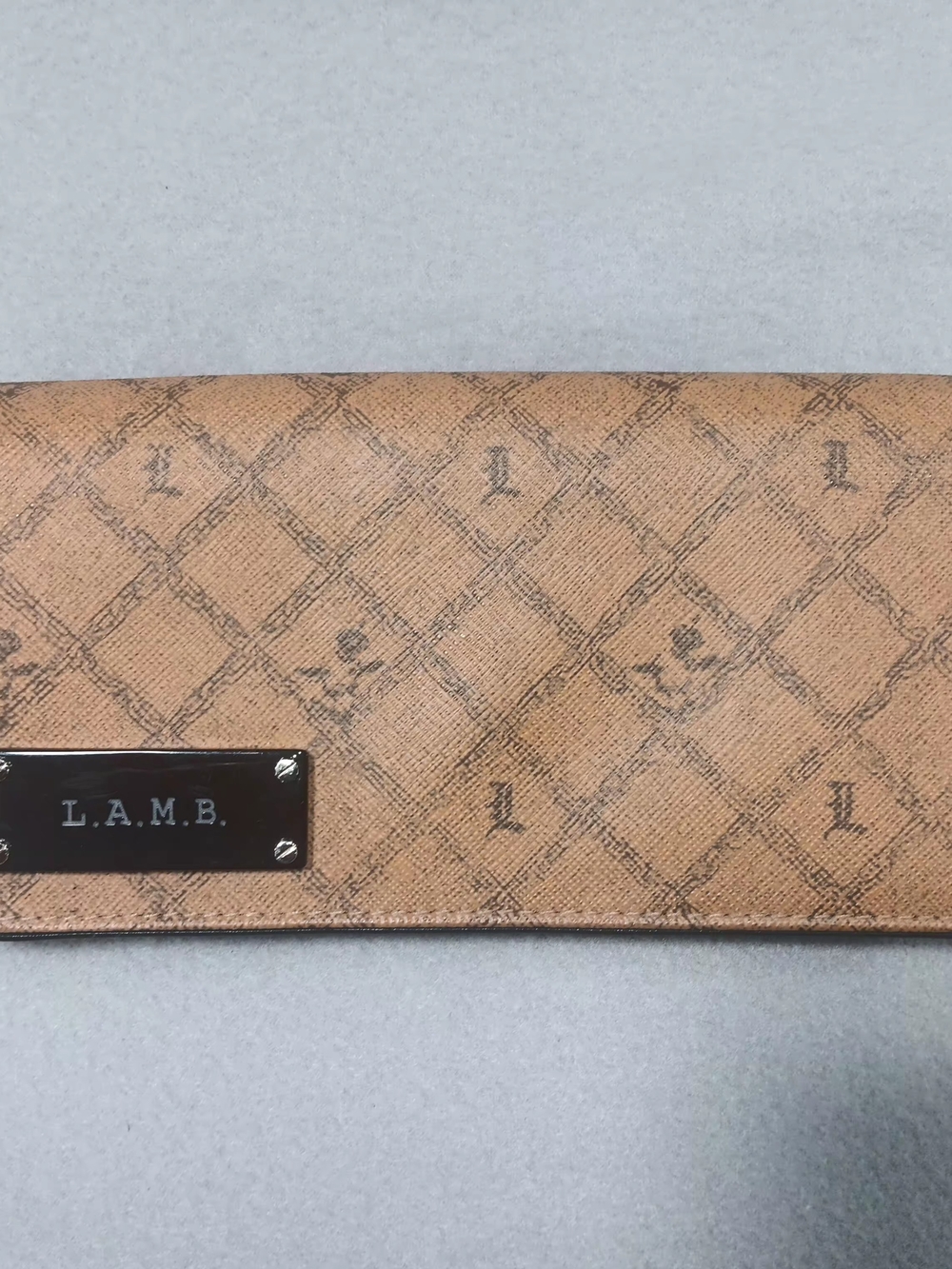 VTG Gwen Stefani L.A.M.B Monogram Signature Long Wallet Brown Tan Y2K Collector